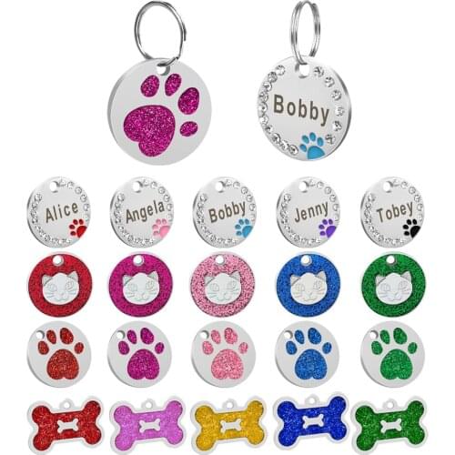 Anti-lost Puppy Dog ID Tag Personalized Dogs Cats Name Tags For Pet Collars Necklaces Engraved Pet Nameplate Dog Accessories