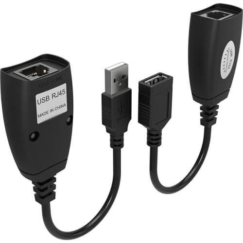 USB 2.0 to Ethernet RJ45 Extension Extender Adapter Cable Up To 164ft Connect CAT5 LAN Cable