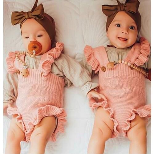 Adorable newborn baby romper clothes autumn winter ruffles lace suspender jumpsuit for girls overalls children bodysuit outfits