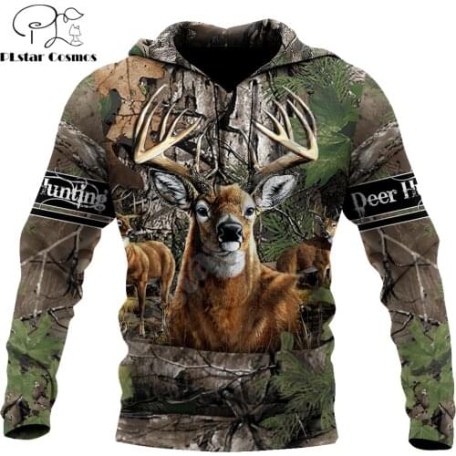 Deer Hunting 3D All Over Printed Fashion Mens Autumn Hoodie Sweatshirt Unisex Streetwear Casual Zip Jacket Pullover KJ531