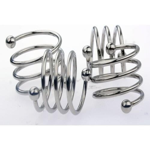 Male Physical Exercise Stainless Steel Thread Spring Penis Ring Load Delay Tools Adult Male Chastity Device Metal Cage Sex Toys