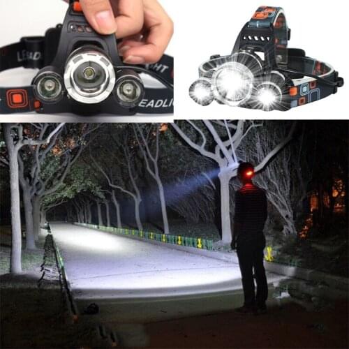 3LED Headlamps Rechargeable Head Lights Flashlight Waterproof Fishing Light Portable Multi-function T6 18650 Battery Headlamps