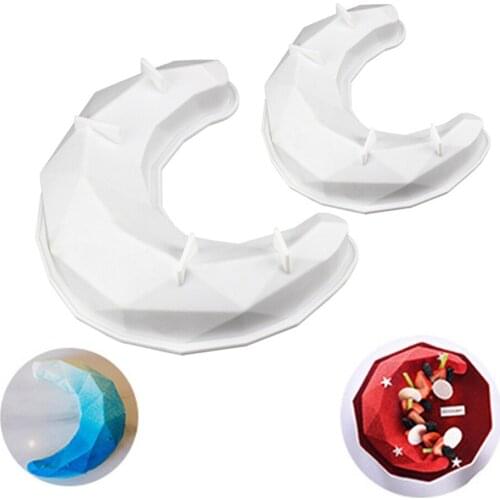 New 1 Pcs 3d Diamond Moon Shape Mousse Cake Silicone Mold For Dessert Eid Mubarak Ramadan Baking Cake Mold