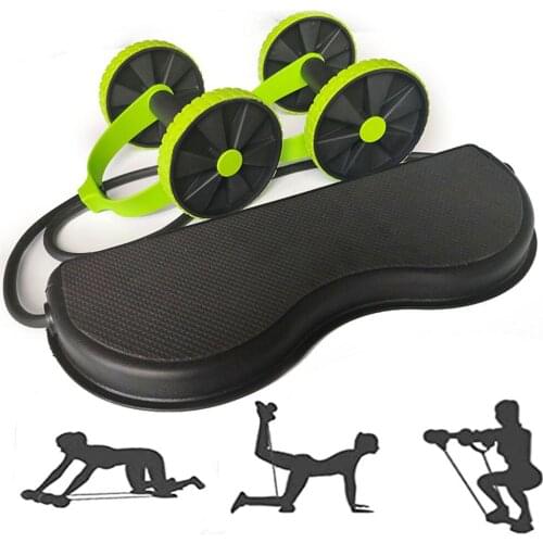 Roller Double Muscle Trainer Wheel Abdominal Power resistance bands Gym Arm Waist Leg Training Fitness Exercise
