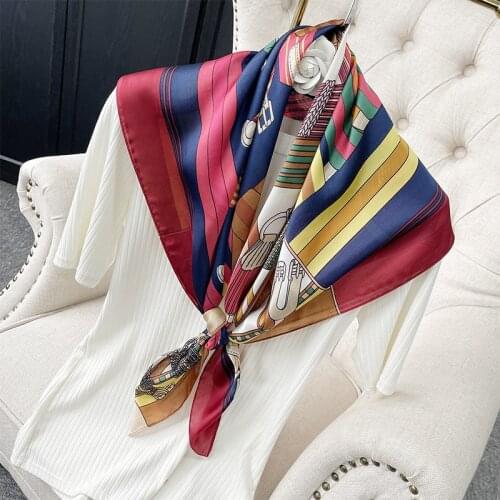 2021 new spring women scarf quality shawl silk fashion scarf headscarf beach sunscreen bag headscarf scarf 90cm*90cm