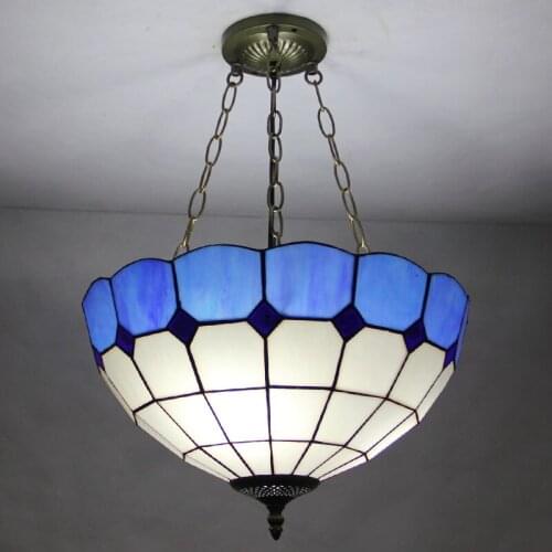 Tiffany glass chandelier lamp living room bedroom Mediterranean-style restaurant decorative lights DIA 40 CM H 56 CM
