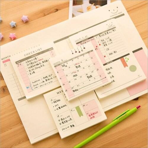 Stylish Daily Weekly Month Planner Check List Portable Small Book Memo Pad Sticky Notes Paper Stickers Stationery School Supply