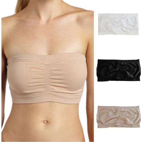 1pc Women Sexy Solid Tube Top Plus Size Sexy Lingerie Strapless Boob Women Bra Basic Solid Color Women Underwear Strapless Tops