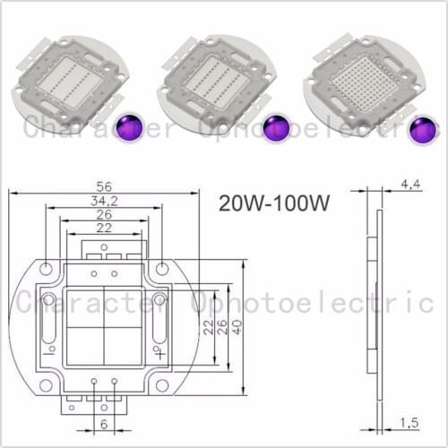 UV LED Ultraviolet Bulbs Lamp Chips 365nm 375nm 380nm 385nm 395nm 400nm 405nm 3W 5W 10W 20W 30W 50W 100W High Power Light