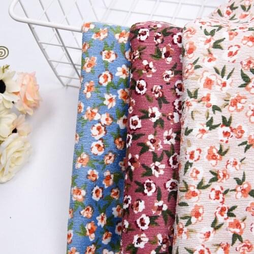 Corduroy fabric small floral printed cloth for dress Polyester corduroy womens skirt clothing fabric DIY handmade Sewing