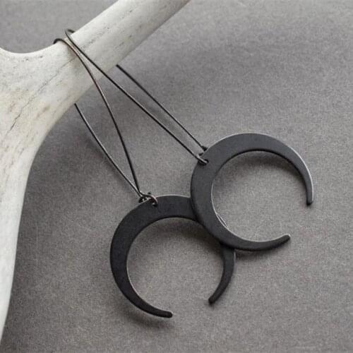 Black Moon Crescent Earrings Gothic Goth Celestial Phase Boho Witchy Hippie Jewelry Punk Women Gift Pagan Fashion Wiccan 2021new