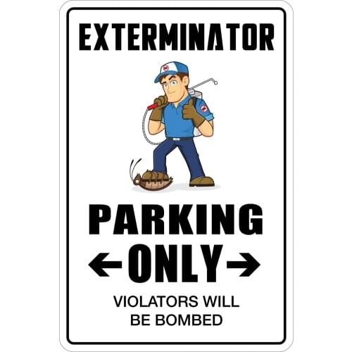 StickerPirate Exterminator Parking Only 8" x 12" Funny Metal Novelty Sign Aluminum NS 2048