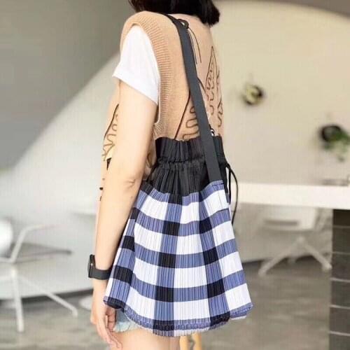 Miyake Pleated Plaid Bag Womens Shoulder Bags Designer Aesthetic Handbag