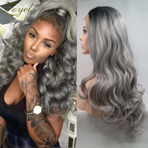 Zoyel Grey Lace Wigs with Baby Hair for Women straight Hair Synthetic Lace Front Wigs Heat Resistant Fiber Natural
