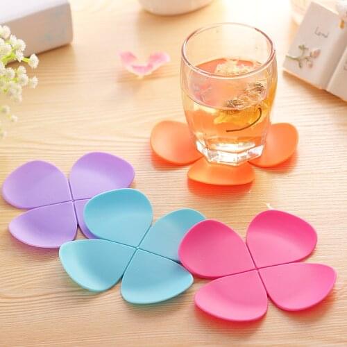 2pcs Cute Flower Coaster Papeleria Placement for Mugs Cup Table Decoration Kawaii Stationery Office Desk Set Accessories Supply