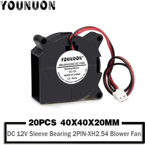 20 PCS 12V 40x40x20mm DC Blower Fan Sleeve Bearing 4cm 40mm 4020 Brushless Mini Blower Fan for 3D Printer Cooler