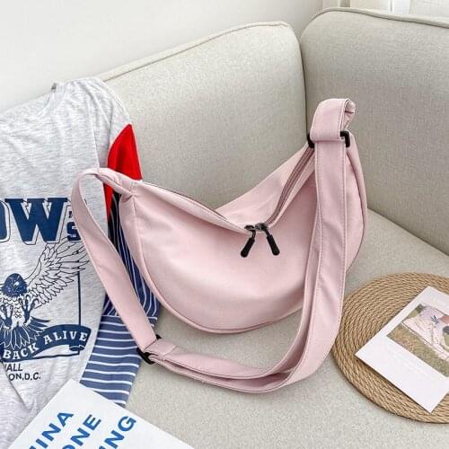 2021 Summer Womens Casual Shoulder Bag Solid Color Female Soft Crossbody Bag Ladies Fashion Simpl Shopper Dumplings Canvas Bag