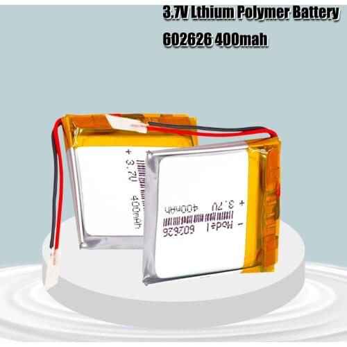 3.7V 400mAh 602626 polymer lithium li ion Rechargeable Battery For LED light Tachograph Car DVR Bluetooth Earphone MP3 MP4