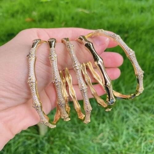 3Pcs Luxury Popular CZ Pave Bracelets Female Crystal Bangles for Women 2021 Minimalist Dainty Gold-Color Jewelry High Quality