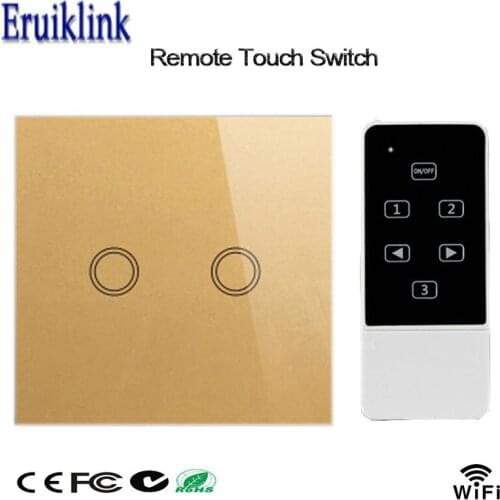 UK Standard 433mhz RF Wireless Remote Control Switch,2 Gang 1 Way Glass Panel Wall Light Touch Smart Light Switch For Smart Home