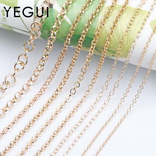 YEGUI C174,diy chain,18k gold plated,0.3microns,copper metal,charms,jump ring chains,jewelry making,diy bracelet necklace,3m/lot