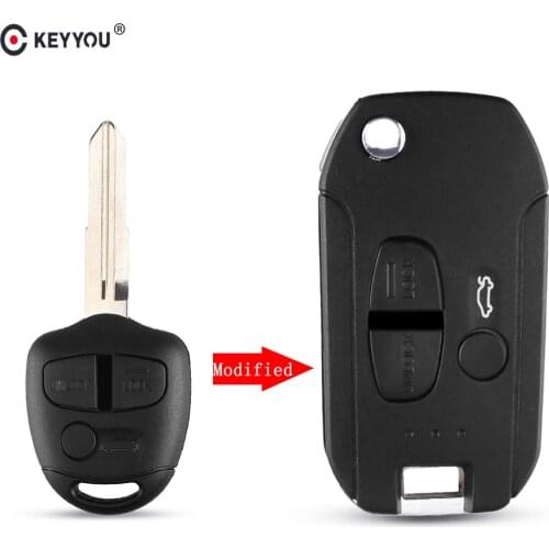 KEYYOU 3 Buttons Modified Key Case Shell Cover For Mitsubishi Lancer Evo Colt Outlander Mirage Keyless (Right Blade)