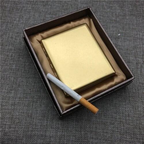 Luxury Gift for Man Classic Copper Knurling Process Cigarette Case Pure Brass Cigarette Storage Box Bin for 20 Regular Cigarette