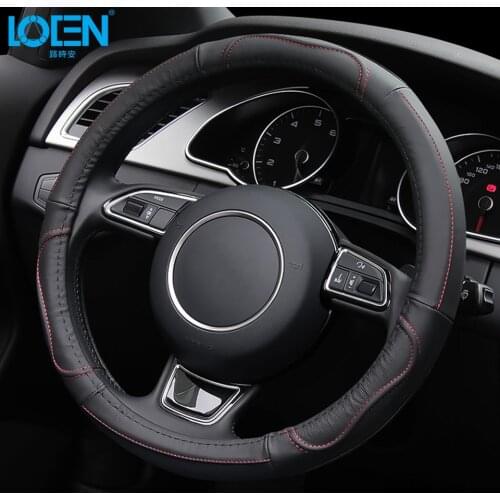 LOEN 1PC Leather Steering Wheel Cover car styling Modified for toyota benz 0 bmw peugeot Audi kia buick 0 swift