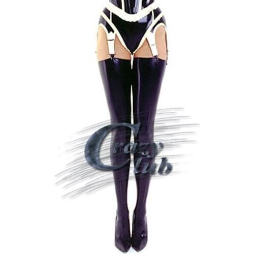 Crazy club_New arrival Low latex thigh length da stockings sexy lingerie fishnet open crotch body stocking Custom Fast Delivery