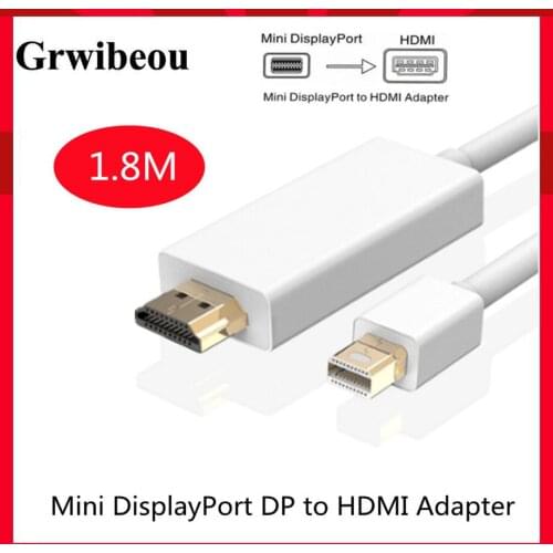 GRWIBEOU 6FT 1.8M Thunderbolt Mini DisplayPort Display Port DP to HDMI Adapter Cable For Apple Macbook Pro Air Mini DP to HDMI