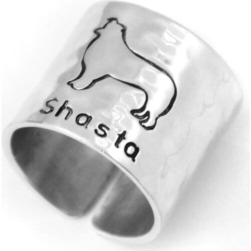 Border Collie Ring Personalized Pet Jewelry, Dog Name Ring Custom Border Collie Ring Pet Loss Gift Dog Mom Gift