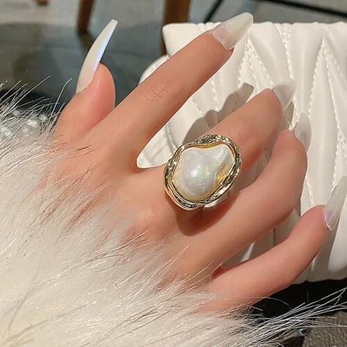 Trendy Punk Metal Finger Ring For Women Girls Elegant Irregular Pearl Knuckle Jewelry Party Gifts