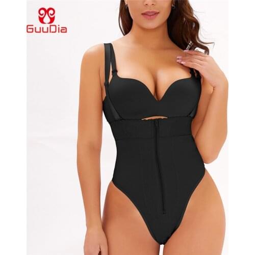 GUUDIA Shapewear Bodysuti Shaper Sexy Lace Smooth Plunge Body Briefer Body Shapewear Seamless U Plunge Bodysuit Bridal Thong