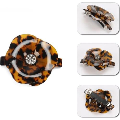 Beautiful Hair Barrette White Rhinestone Hill Tea Girls Hair Accessories Cellulose Acetate Hair Grip Luxury Gift Hair Clips