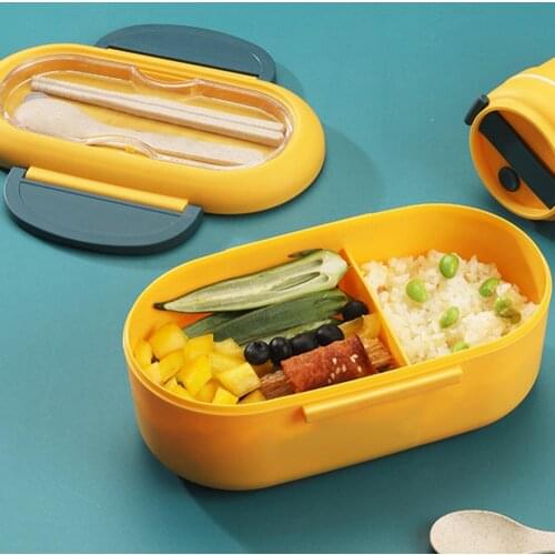 Divided Compartments Microwave Oven Lunch Box Container with Spoon Chopsticks eco-friendly leakproof microwavable