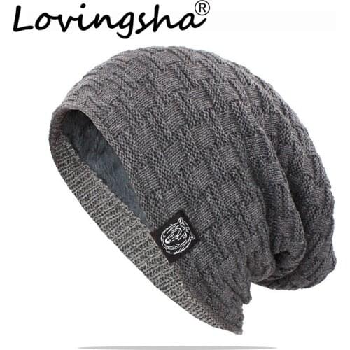 LOVINGSHA Warm Winter Hat For Women Men Adult Unisex New Wool Knitted Casual Beanies Skullies Brand Outdoor Cotton Hats HT138A