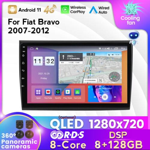 MEKEDE IPS 6+128G Android 11 DSP CarplayFor Fiat Bravo 2007-2012 2 Din DVD Car Radio Multimedia Video Player Auto Stereo GPS