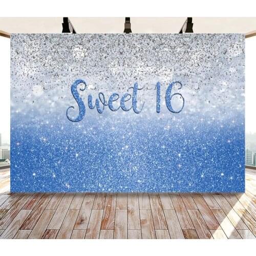 Sweet 16 Birthday Photography Background for Silver and Purple Backdrop Sixteen Birthday Banner Backgrounds for Photo Studio