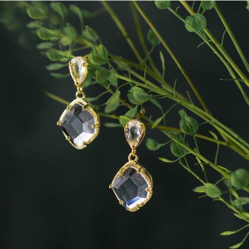 MloveAcc Authentic 100% 925 Sterling Silver Transparent Geometry Drop Earring for Women Girl Silver 925 Jewelry Gift