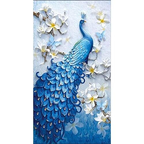 Full square/round 5D DIY diamond painting Blue peacock customizable Embroidery Pattern Cross stitch kits mosaic wall stickers
