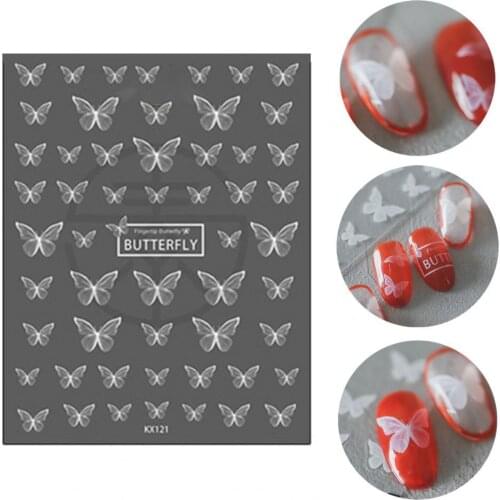 Nail Sticker Set Manicure Decal Universal Compact White Butterfly DIY Nail Art Transfer Nail Decals Designer Ornament