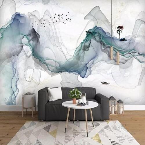 Custom Photo Wallpaper Mural Papel De Parede 3D Abstract Ink Mountain Water Landscape Art Wall Painting Living Room Decoration