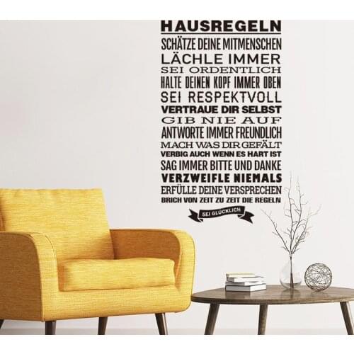 German Hausregeln Vinyl Wall Stickers House Rules Wall Art Decals Living Room Mural Home Decor House Decoration Poster