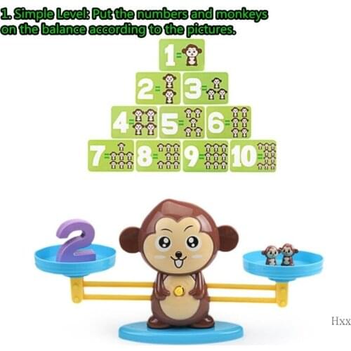New Monkey Balance Educational Math Game for Kids to Learn Counting Numbers and Basic Math, 65 Piece STEM Learning Toy
