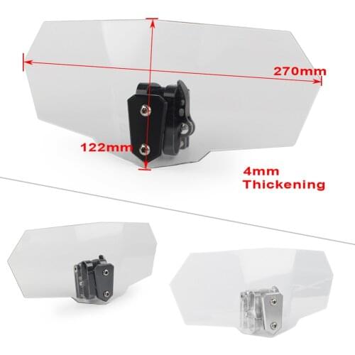 Motorcycle Clip On Windshield Extension Spoiler Windscreen Adjustable Deflector For Honda Yamaha Suzuki Kawasaki BMW Ducati