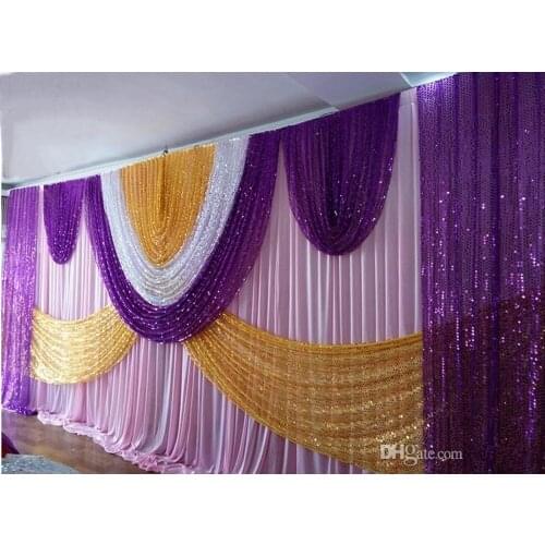 10ft*20ft Luxury wedding backdrop curtain with Bling Shiny sequin swags and drapes Party Stage Background Pleated Curtain