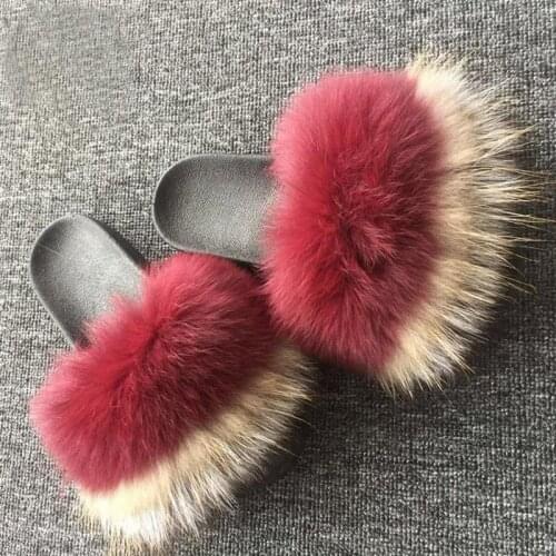 New Fashion Fluffy Fur Soft Sandals Women Slippers Fluffy Fur Slides Plush Slippers Vendor Ladies Open Toe Slippers Flip-flops