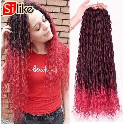 Silike Water Wave Crochet Hair 24Inch Soft Long Hair Synthetic Goddess Braiding Hair Wavy Ombre Blonde Braiding Hair Extensions