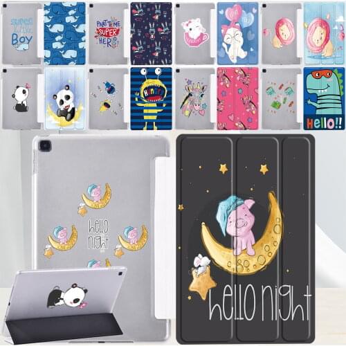 Tri-fold Tablet Case for Samsung Galaxy Tab A7 10.4" 2020 SM-T500 SM-T505/Tab A 10.1 T510 T515 Cute Cartoon Flip Cover Case+ Pen
