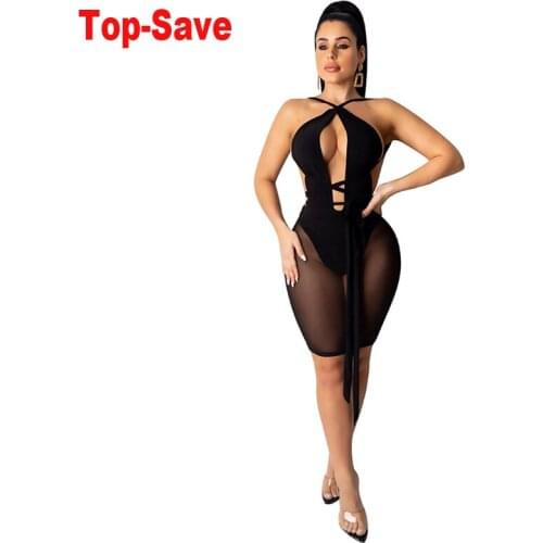 Vacation Evening Party Dress Sexy Halter Backless Mini Club 2021 Summer Sleeveless Dresses Bodycon Women Clothes Birthday Outfit